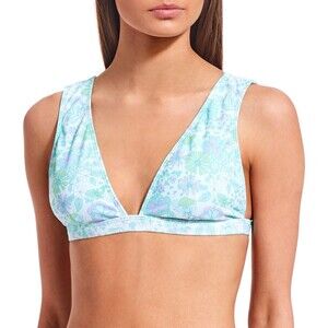 Gianni Bini Bikini Swim Top Green Floral Wide Strap Swim Wear - Mint Green, S